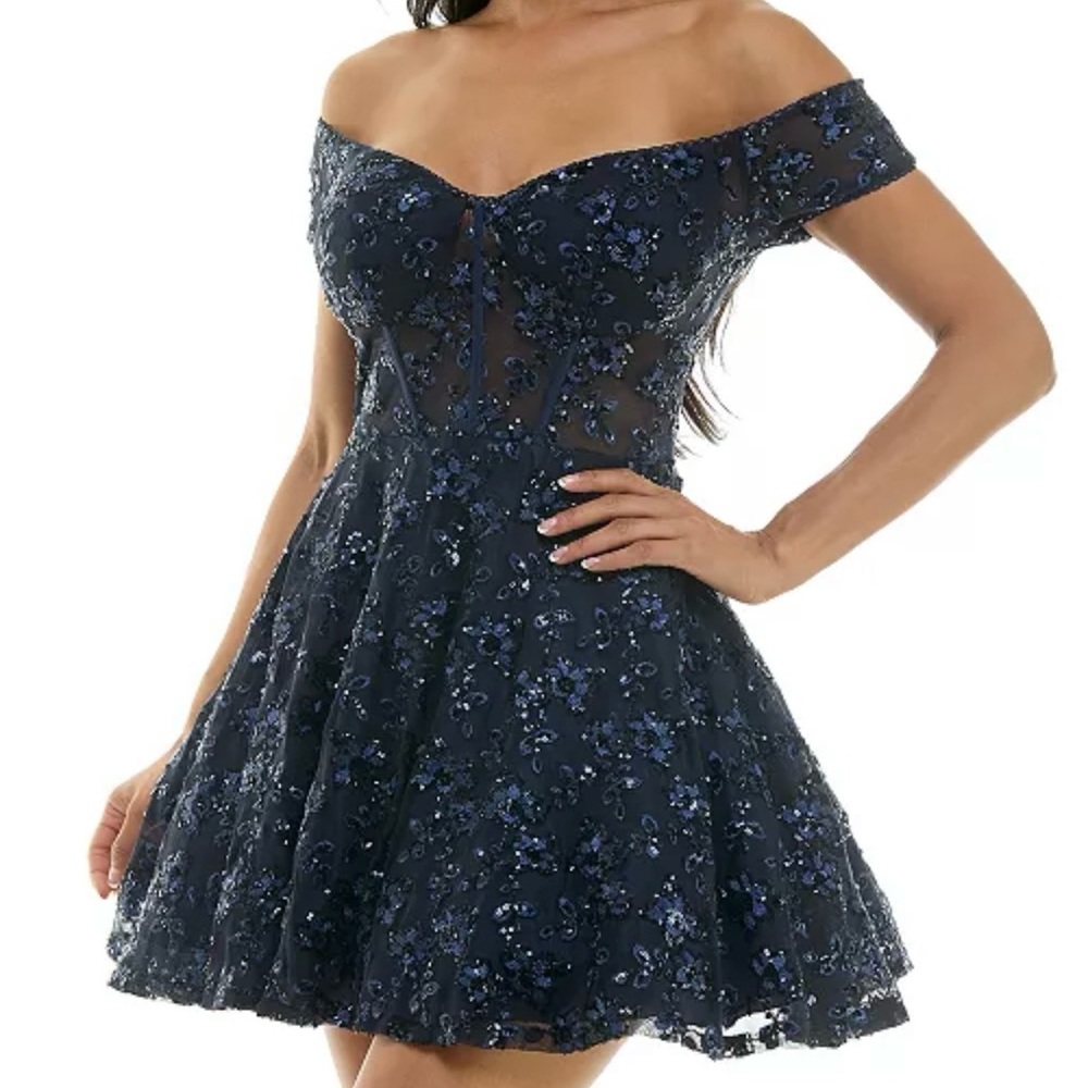 B Darlin  Junior Embellished off the shoulder corset dress Size 3/4